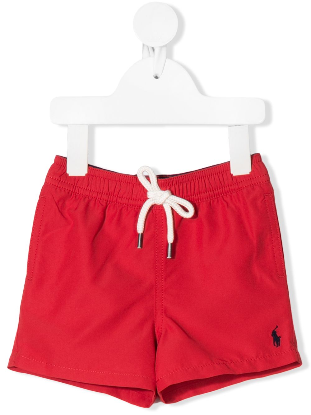 Shop Ralph Lauren Logo Swim Shorts In Red