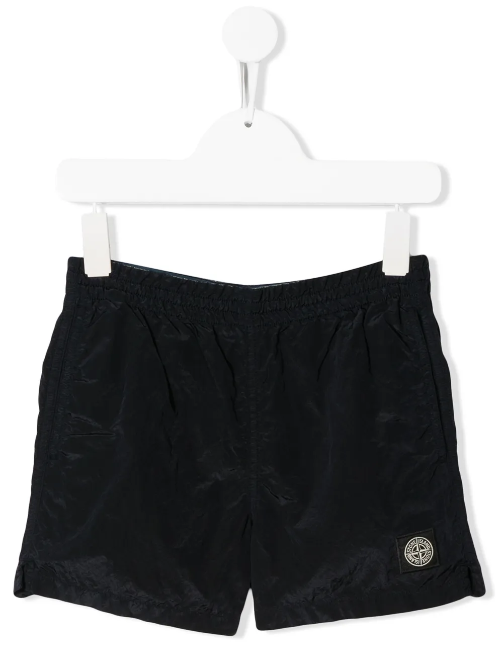 Stone Island Kids' Elasticated Logo Patch Shorts In Blue