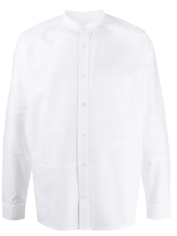 white collarless dress shirt