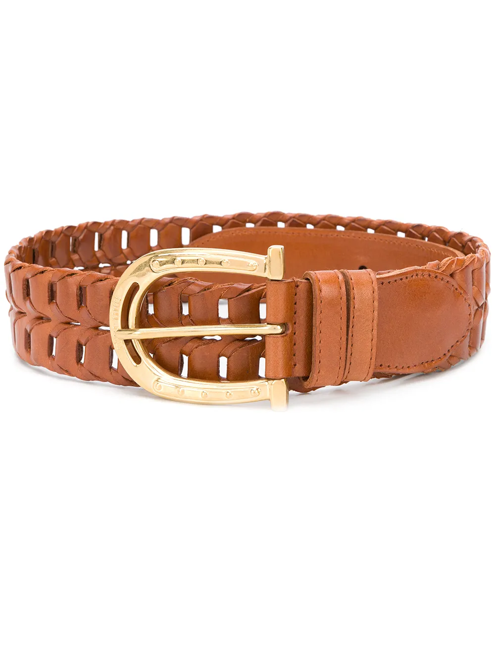Miu Miu Horseshoe Buckle Belt In Braun | ModeSens