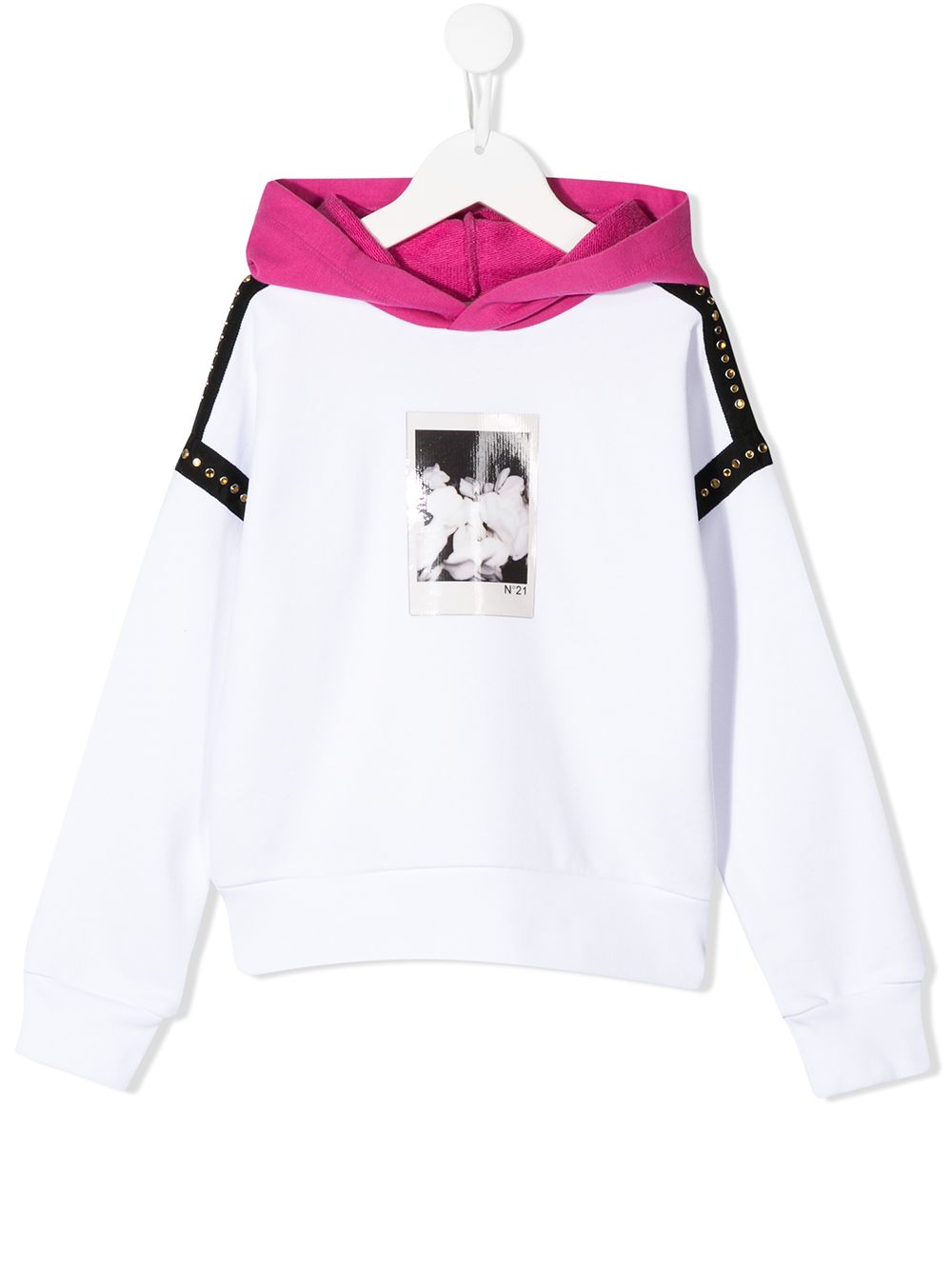 фото Nº21 kids photographic-print rhinestone-embellished hoodie