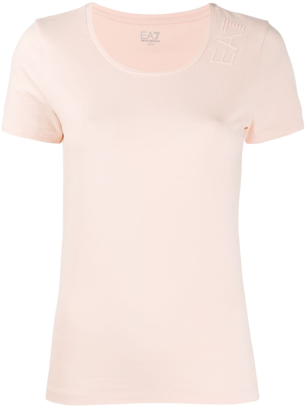 Shop Ea7 Scoop Neck T-shirt In Pink