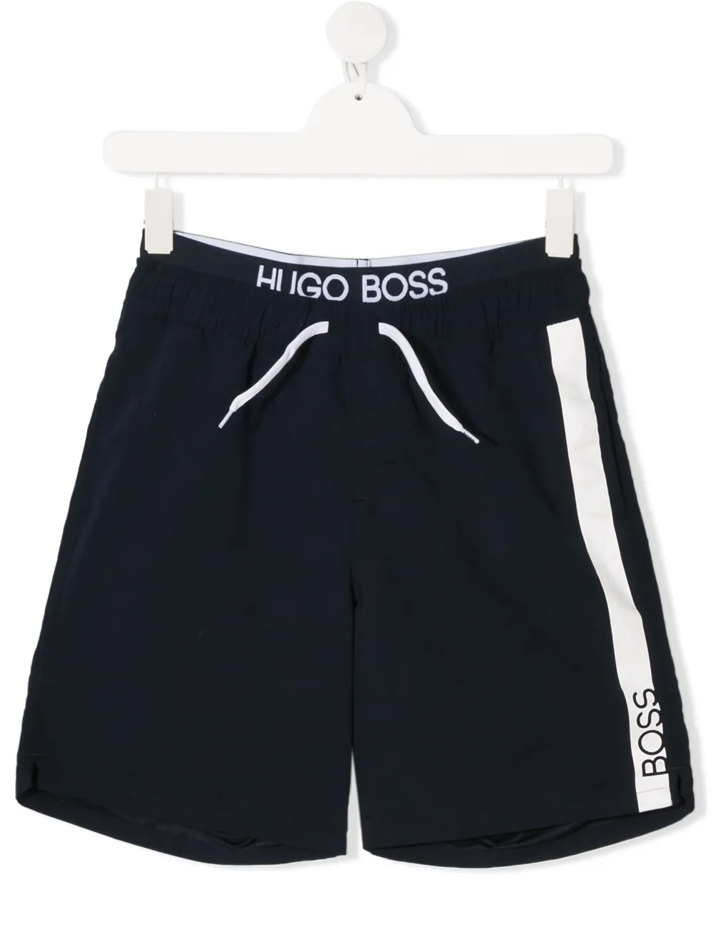 Hugo Boss Teen Layered-waistband Swim Shorts In Blue