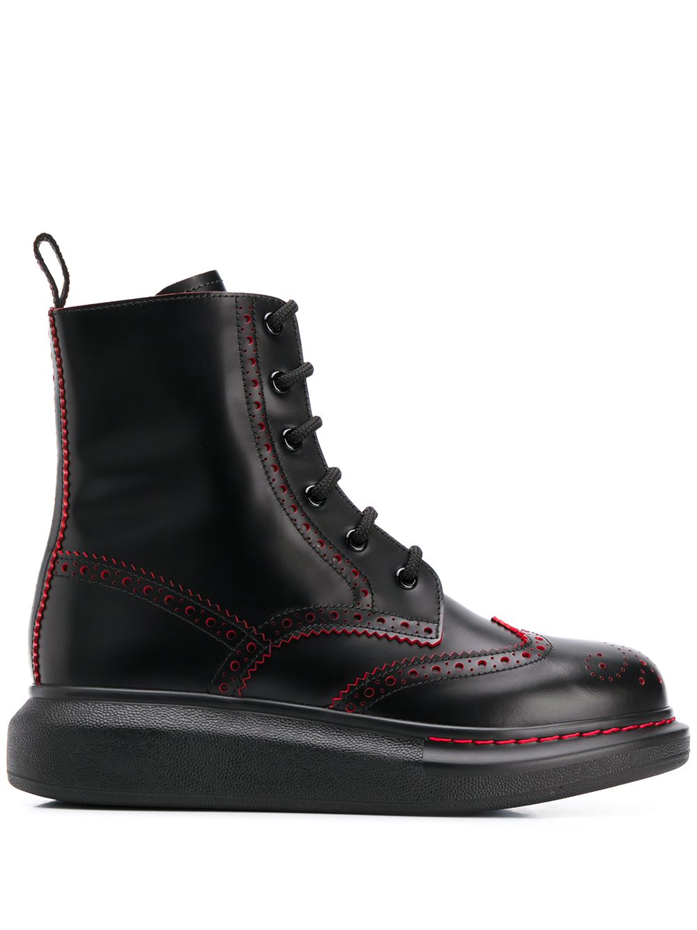 Shop Alexander Mcqueen Hybrid Lace-up Ankle Boots In Black