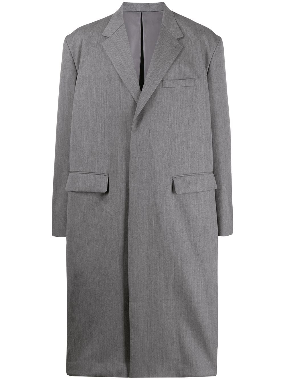 Fumito Ganryu Long Single Breasted Coat In Grey