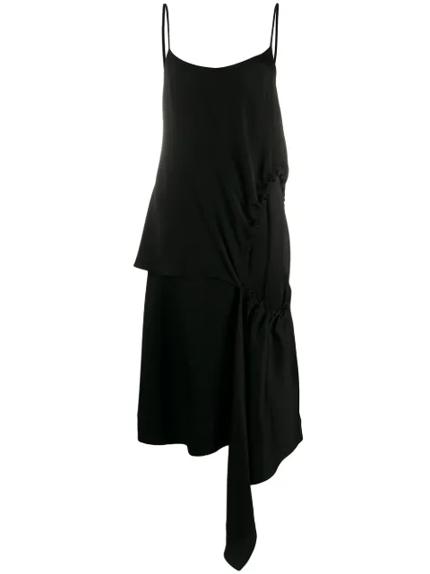 gathered hole asymmetric dress