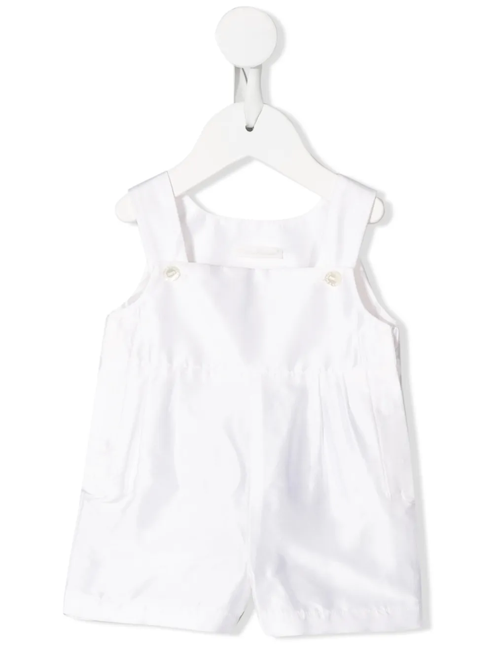 Shop Dolce & Gabbana Sleeveless Shantung Dungarees In White