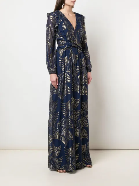 rachel zoe lennon metallic embroidered gown