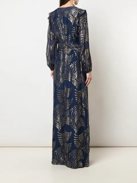 rachel zoe lennon metallic embroidered gown