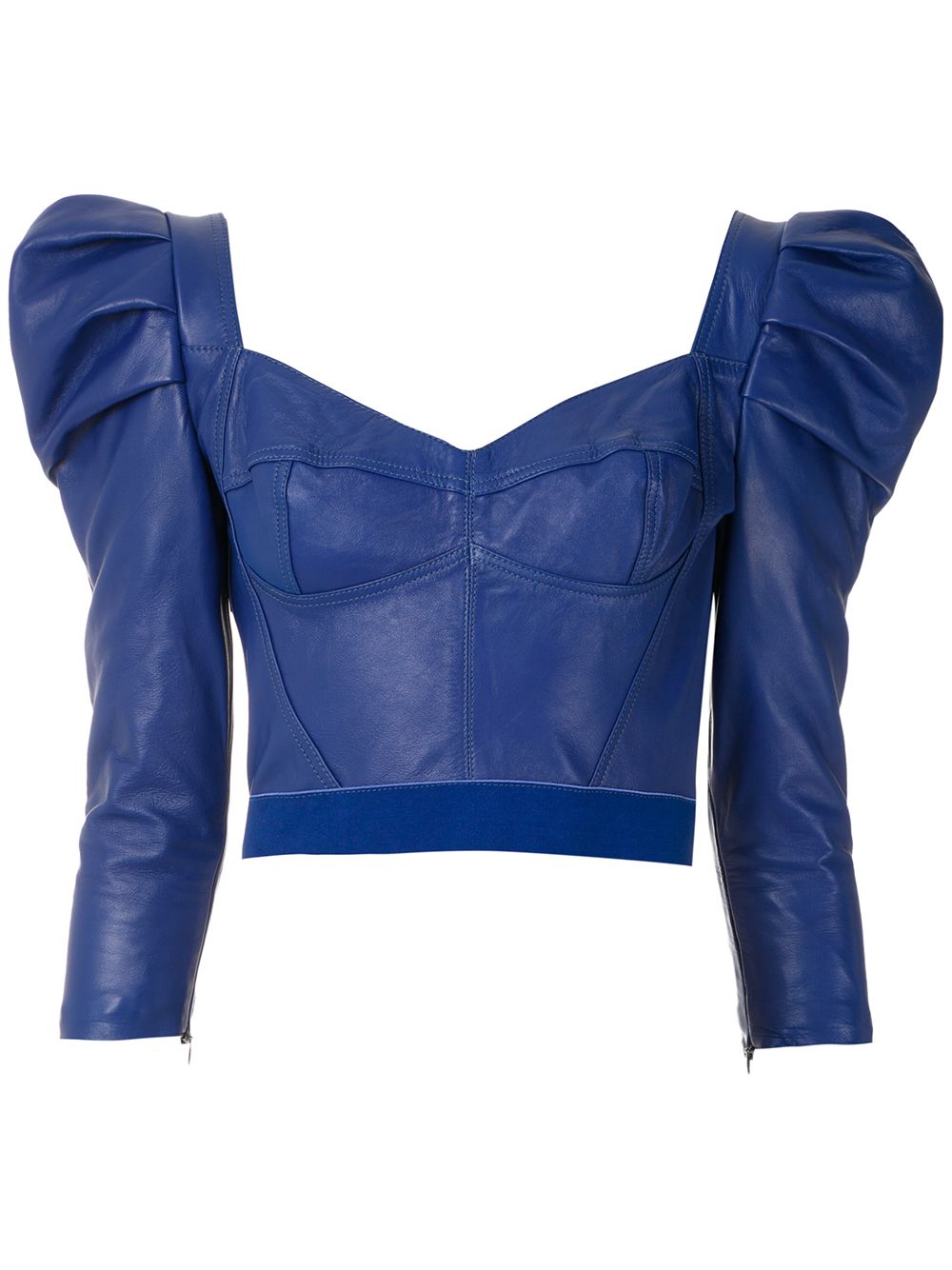 фото Andrea bogosian leather puff sleeves blouse