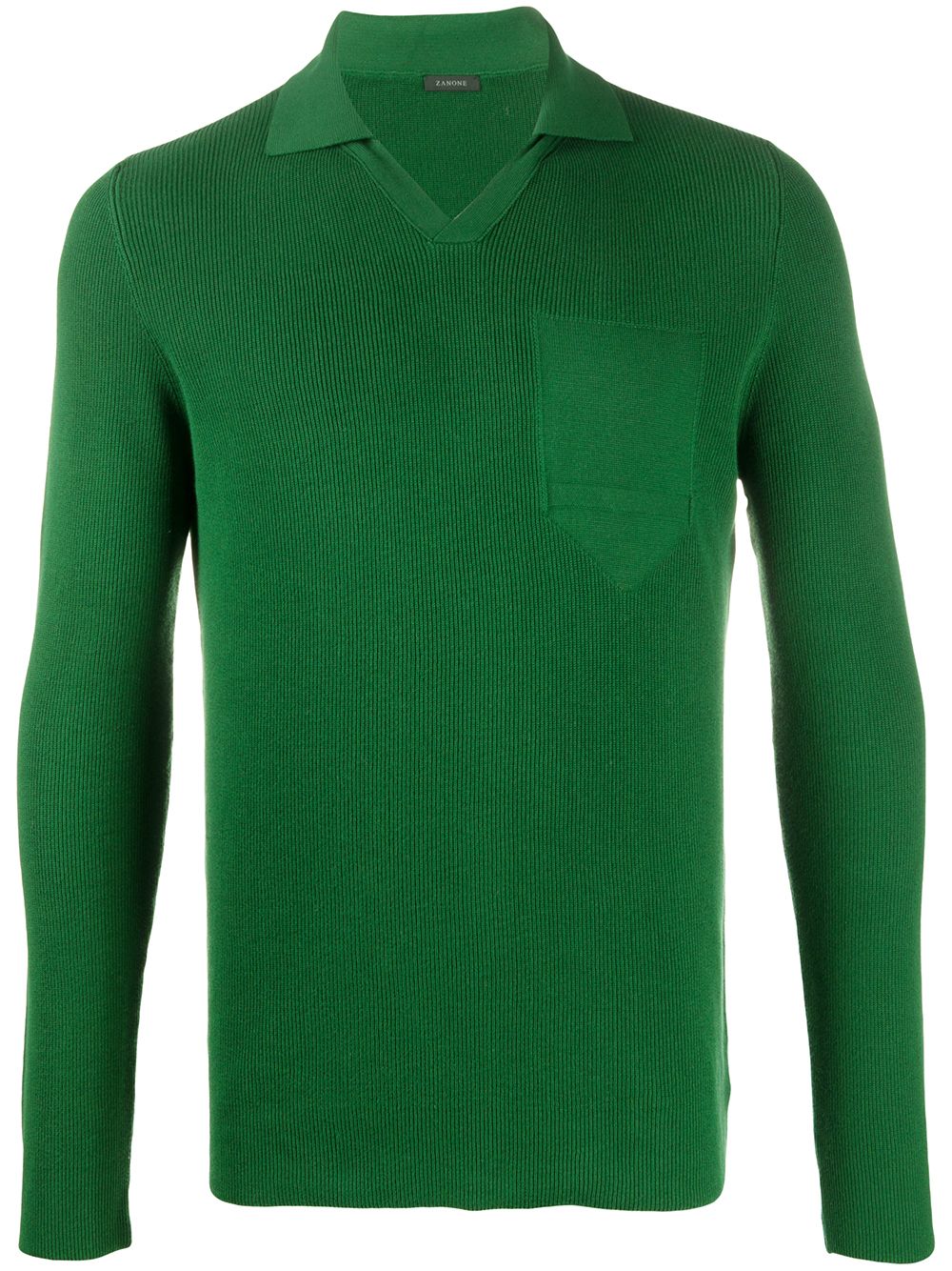 Zanone Knitted Polo Shirt In Green