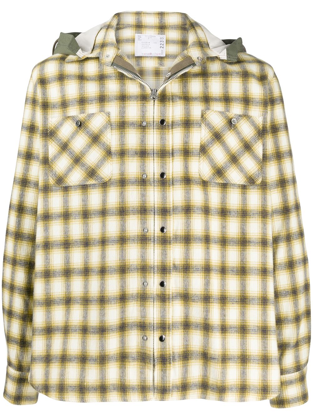 SACAI HOODED CHECK JACKET 