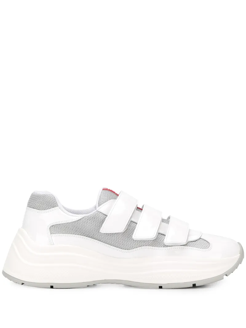 Prada – Linea Rossa touch-strap sneakers – men – Rubber/Calf Leather/Fabric – 6, 7, 7.5, 8, 8.5, 10, 11 – White