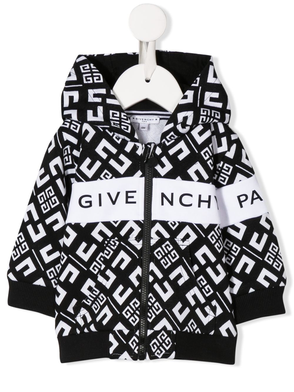 Givenchy Babies' Long Sleeve Monogram Pattern Hoodie In White