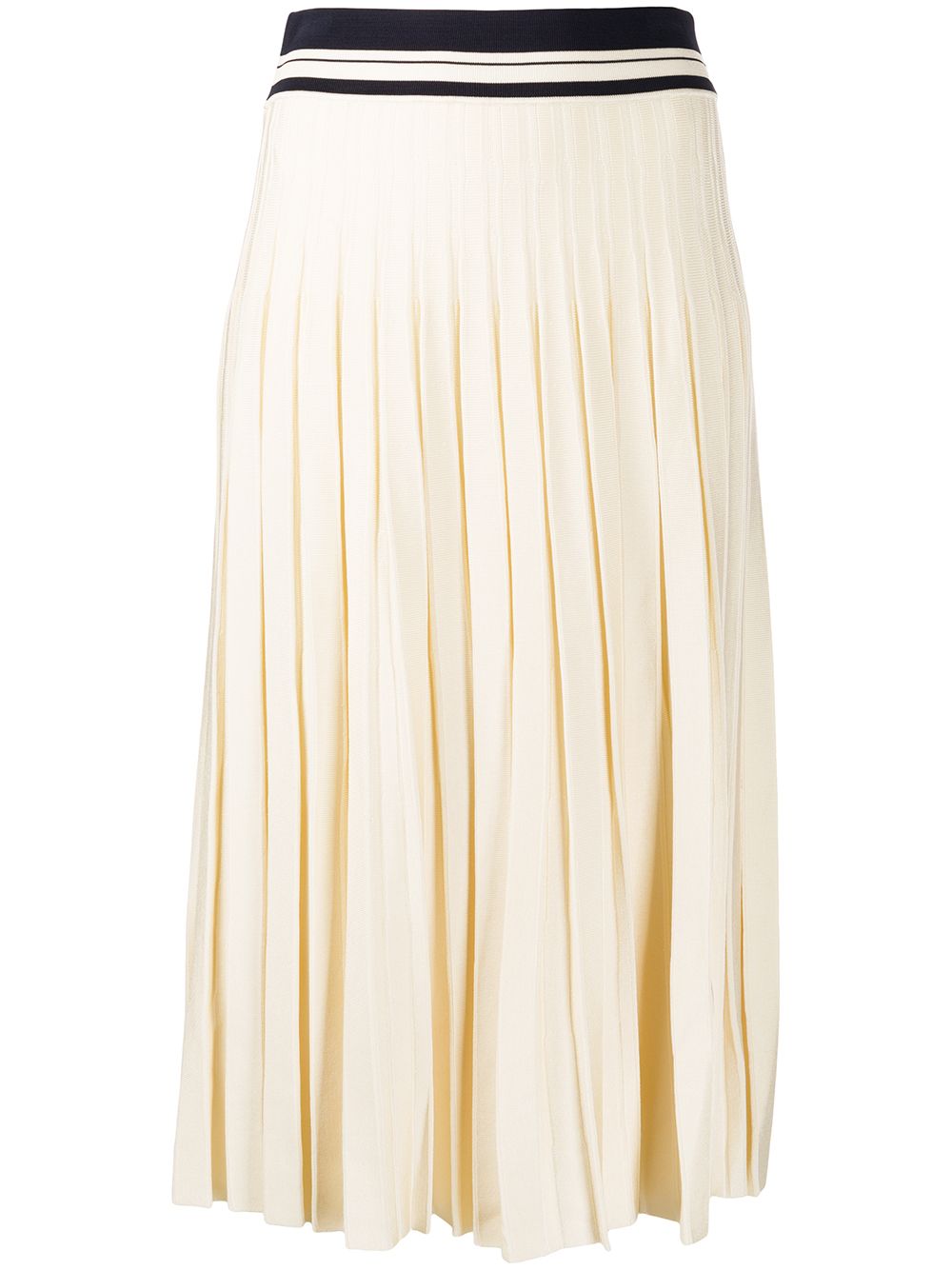 Shop Tory Burch Pleated Knit Skirt In Neutrals