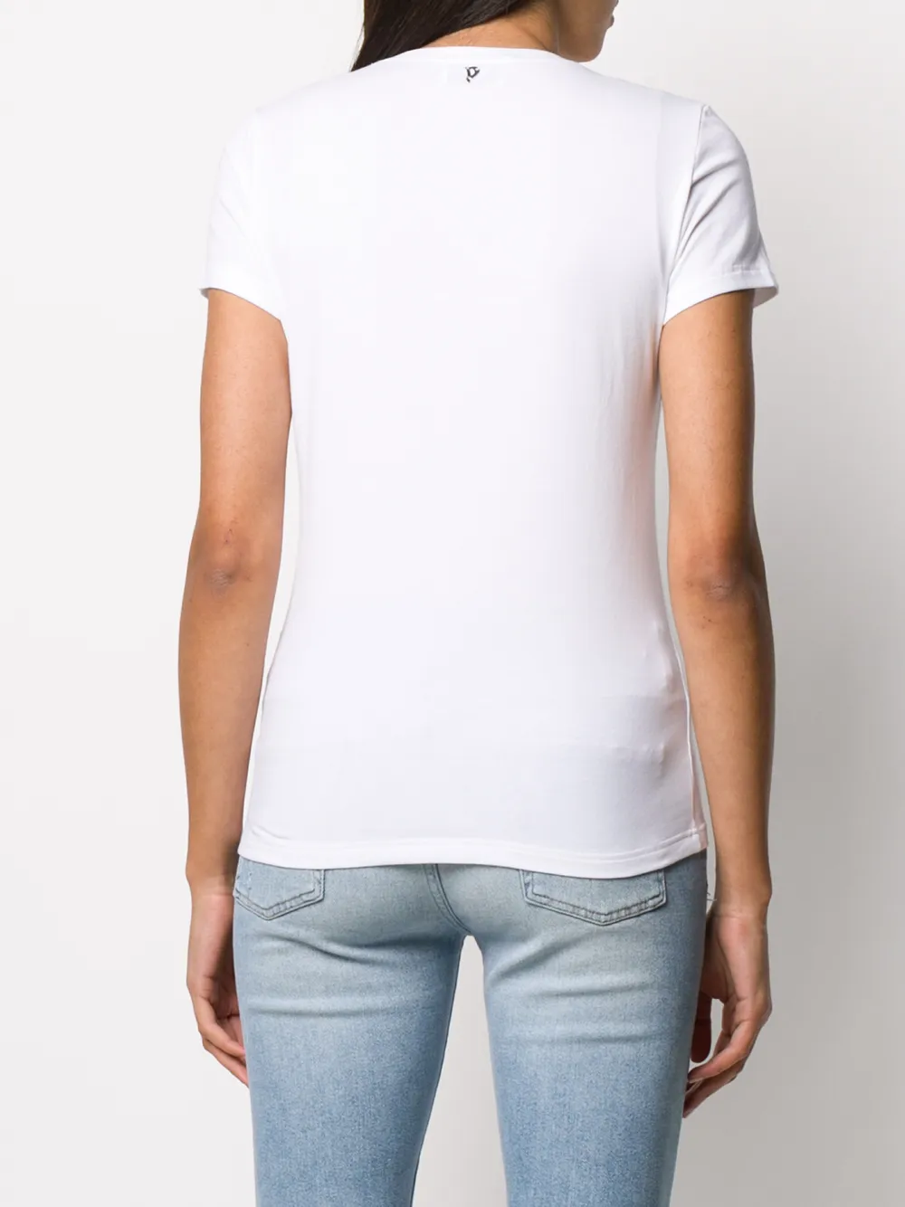 DONDUP Katoenen T-shirt verfraaid met kristallen en logo Wit