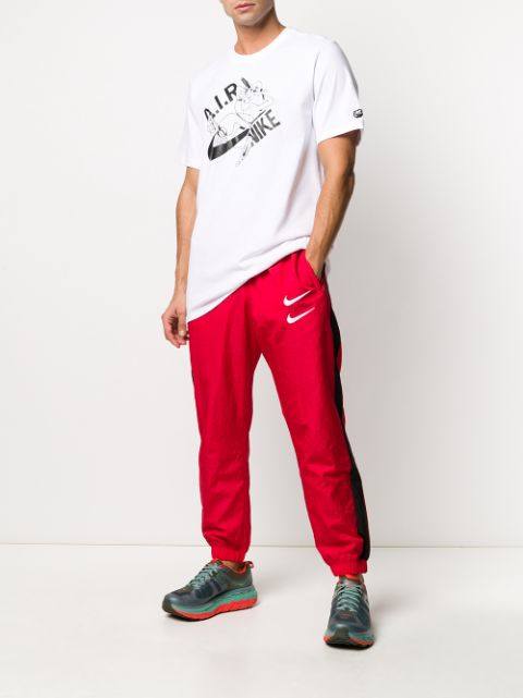 nike double swoosh track pants red