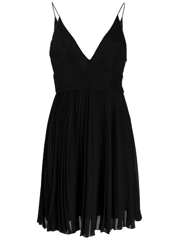 black lace pleated dress