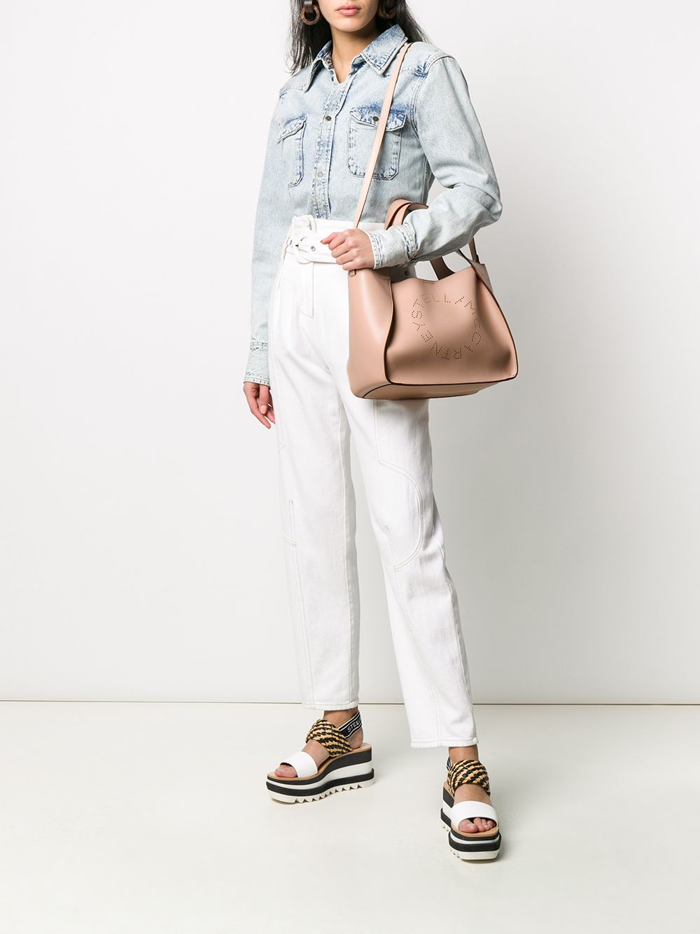 Shop Stella Mccartney Stella Logo Tote Bag In Neutrals