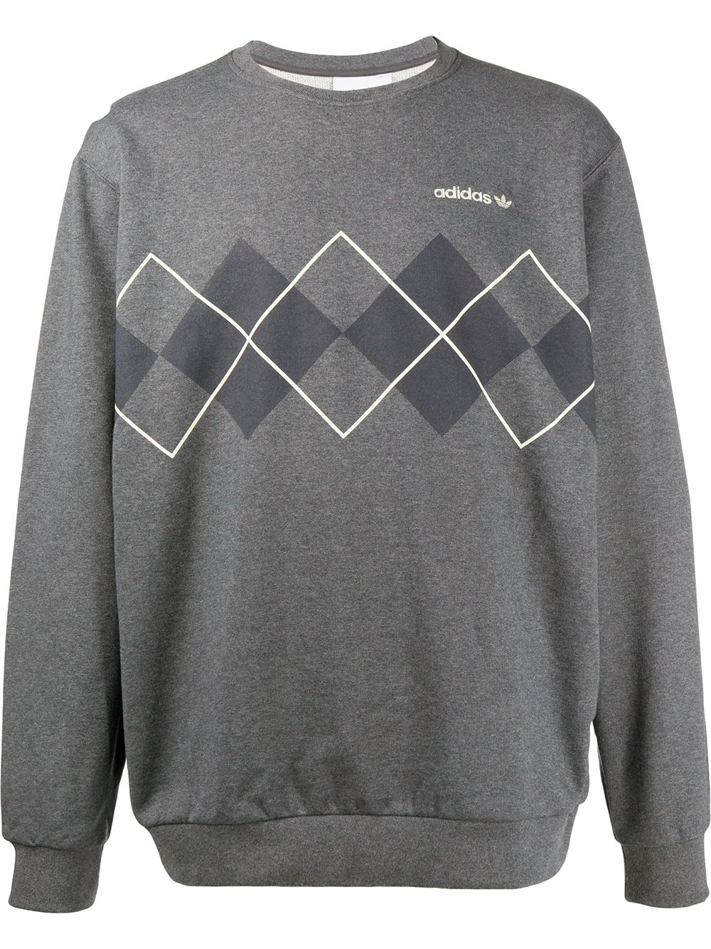 Adidas Originals Argyle Print Sweatshirt In Grey