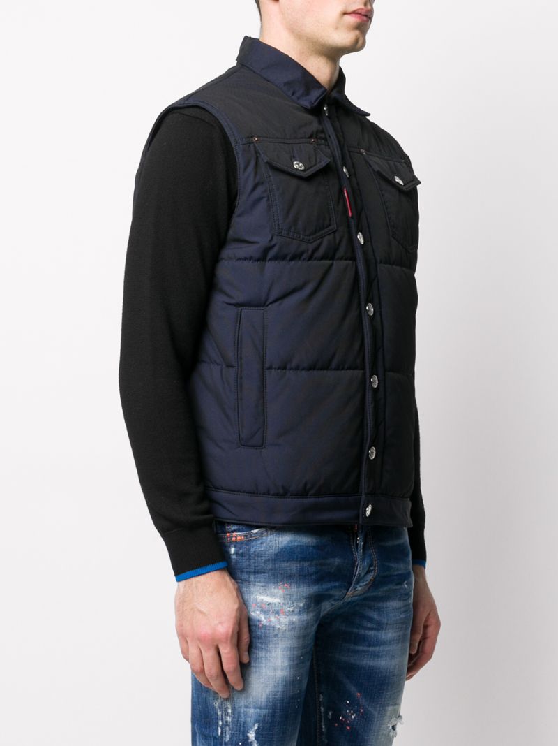 Shop Dsquared2 Padded Gilet In Blue