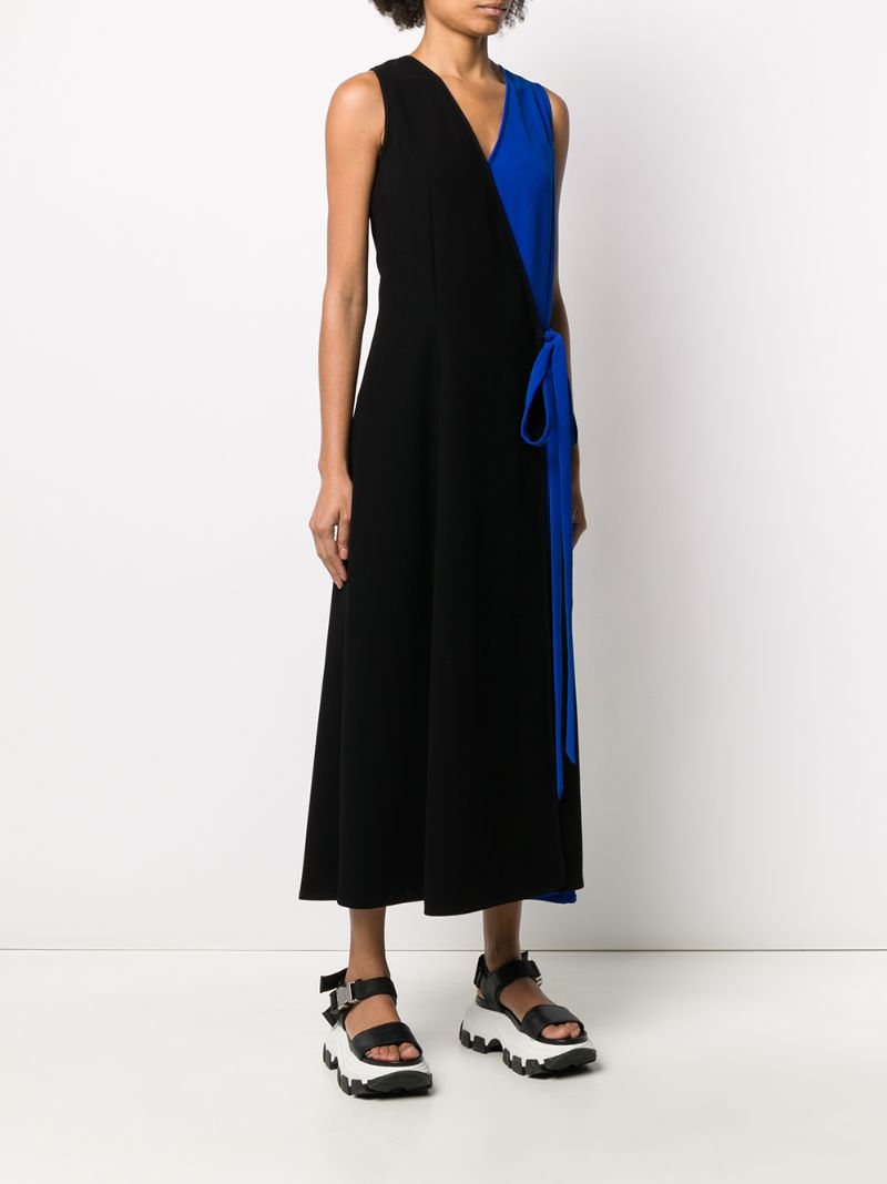 Shop Mulberry Contrast Panel Wrap Dress In Black