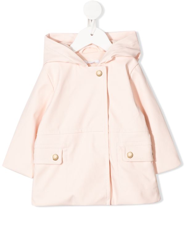Shop pink Chloé Kids hooded coat with 