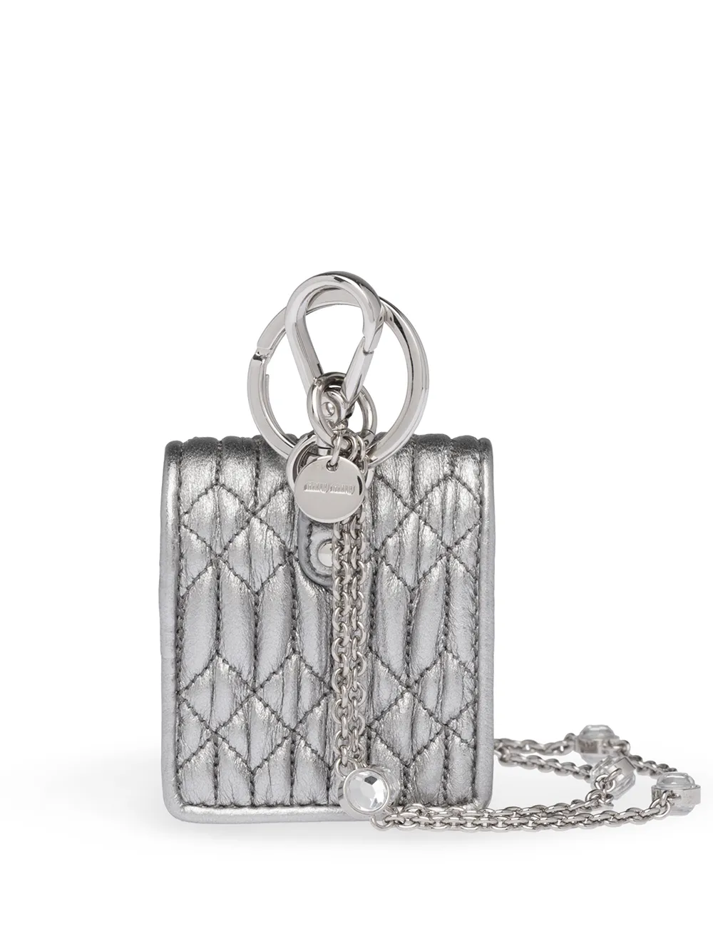 Miu Miu Matelassé Earphone Case 6.5cmx5cm In Metallic