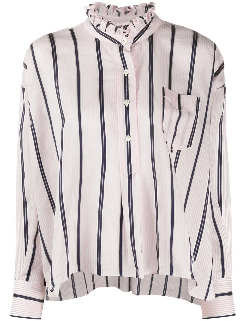 ISABEL MARANT ÉTOILE STRIPED RUFFLE NECK SHIRT