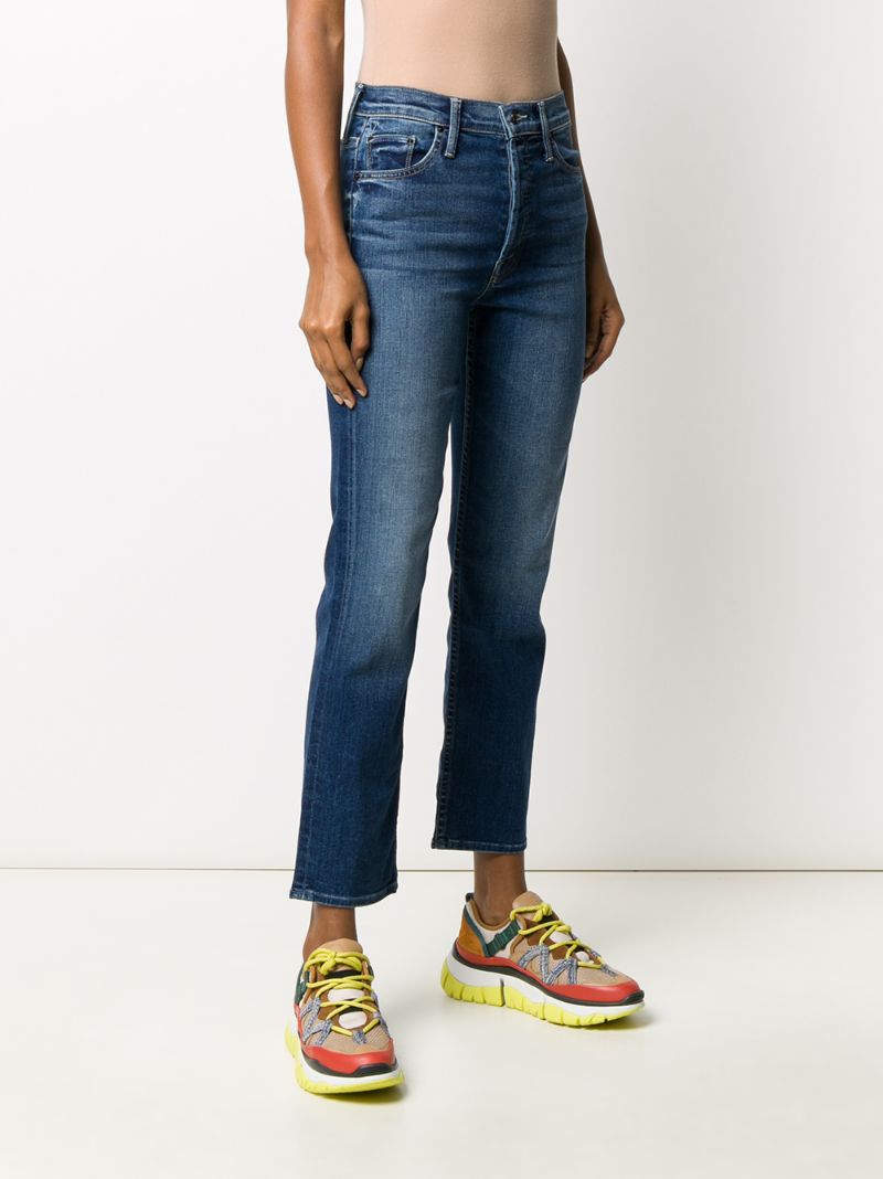 Shop Mother Denim Straight Leg Cropped Jeans In Blue