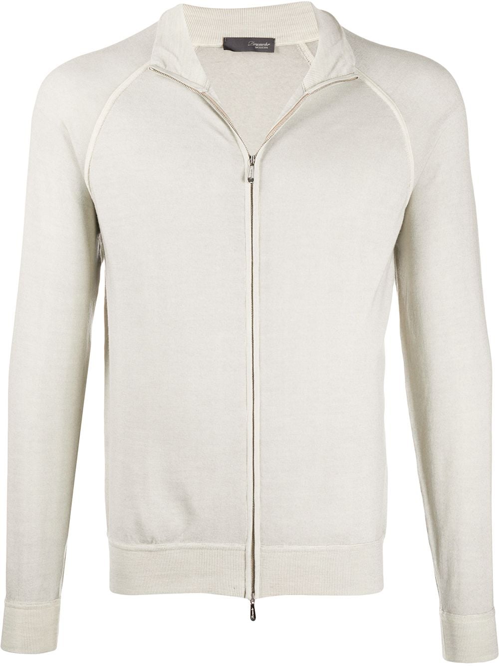 Drumohr Zipped Fitted Cardigan In Grey