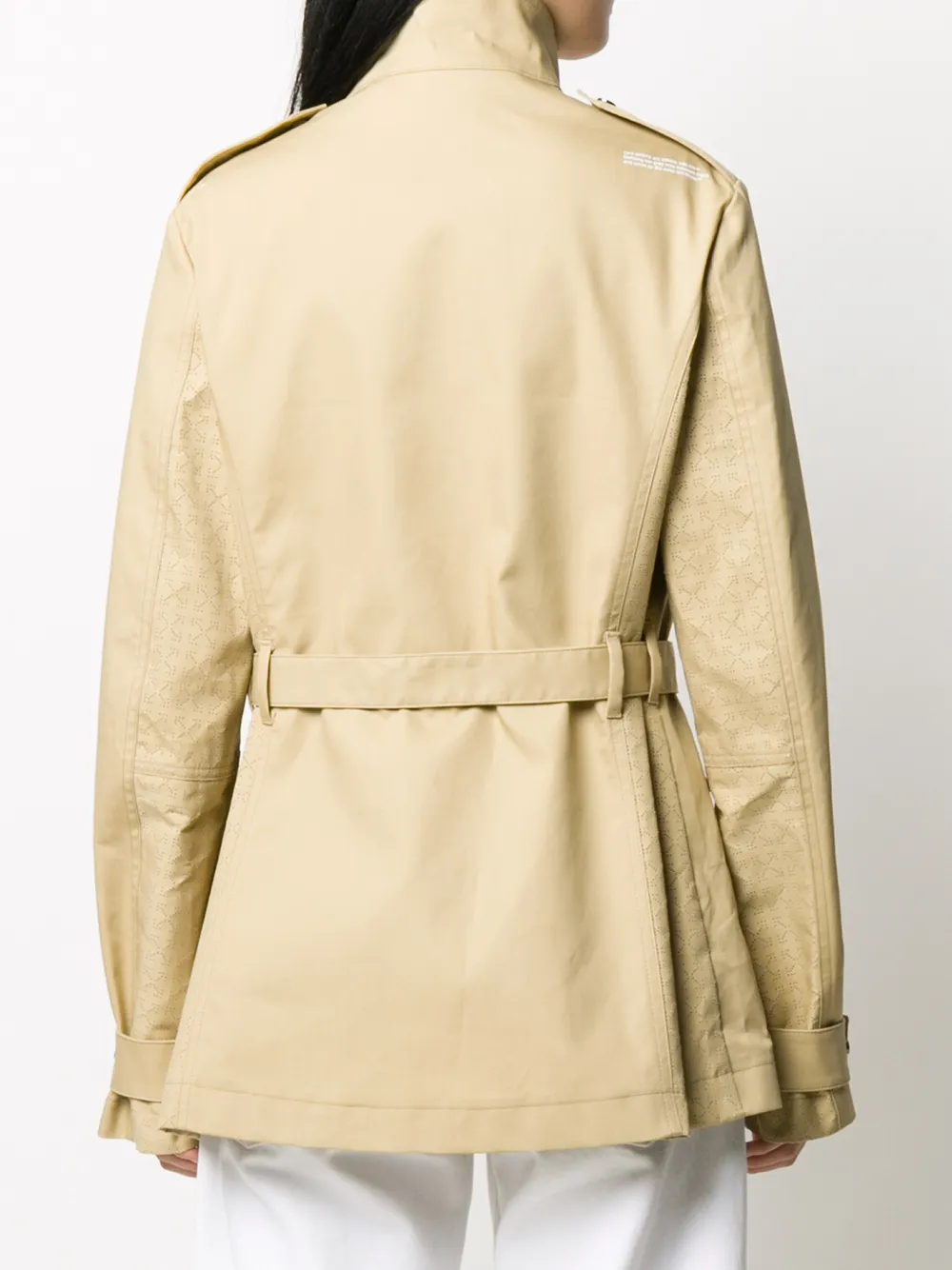 Off-white Perforated Short Trench Coat In Neutrals