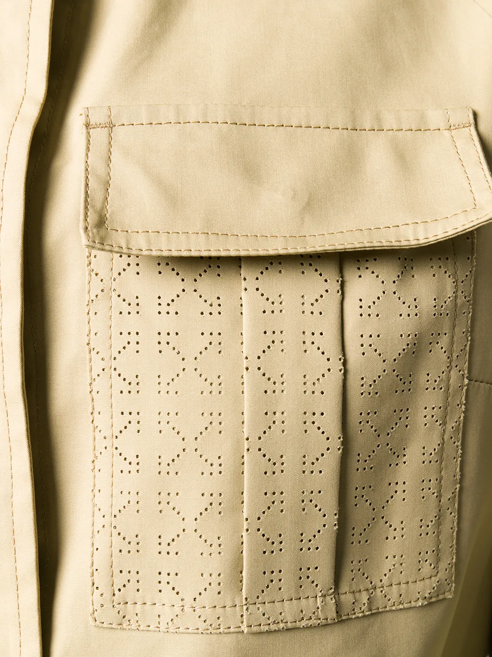 Off-white Perforated Short Trench Coat In Neutrals