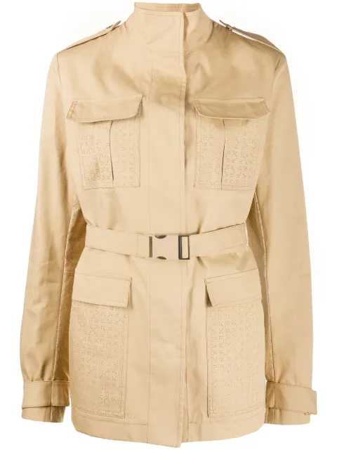 Off-White perforated short trench coat