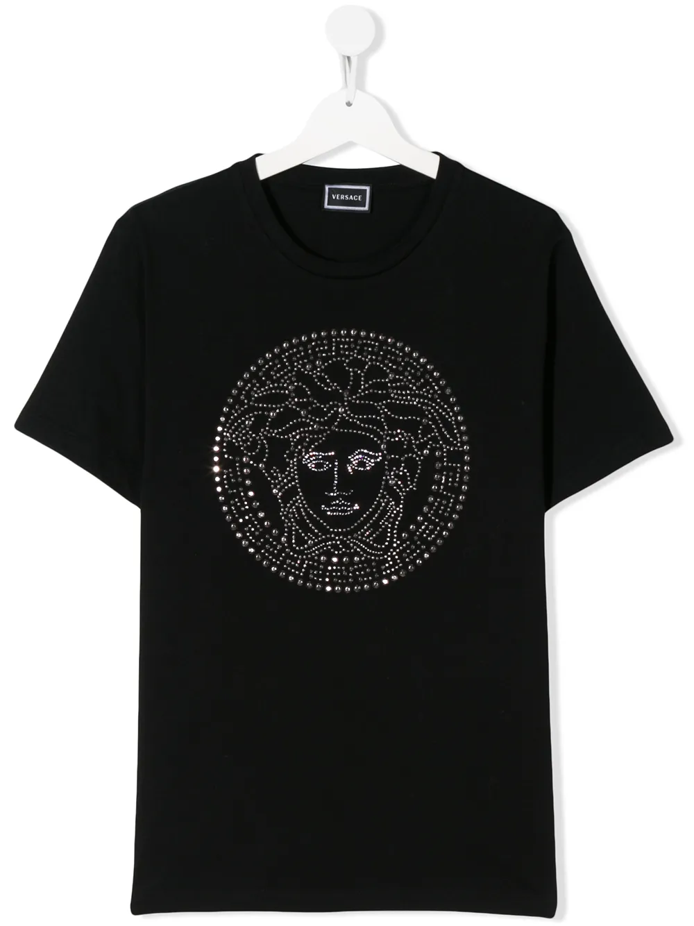 Young Versace Teen Embellished Logo T-shirt In Black