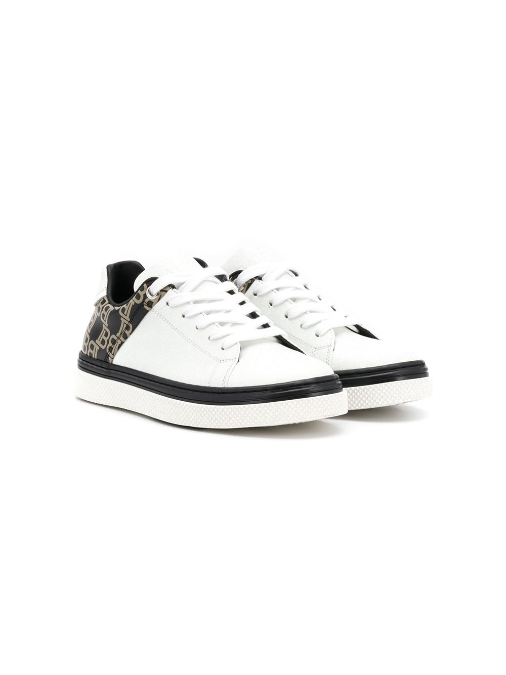 

Balmain Kids tenis bajos con estampado de monograma - Blanco