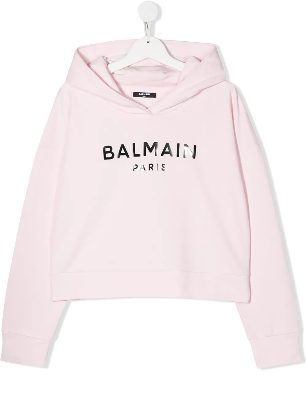 BALMAIN TEEN LOGO PRINTED HOODIE