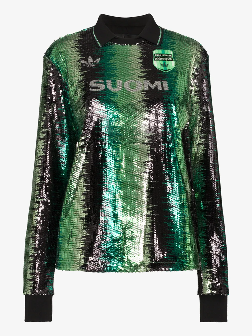  ANNA ISONIEMI スパンコール ゲームシャツ 長袖 Adidas Originals X Anna Isoniemi Sequin Soccer Shirt In Green In