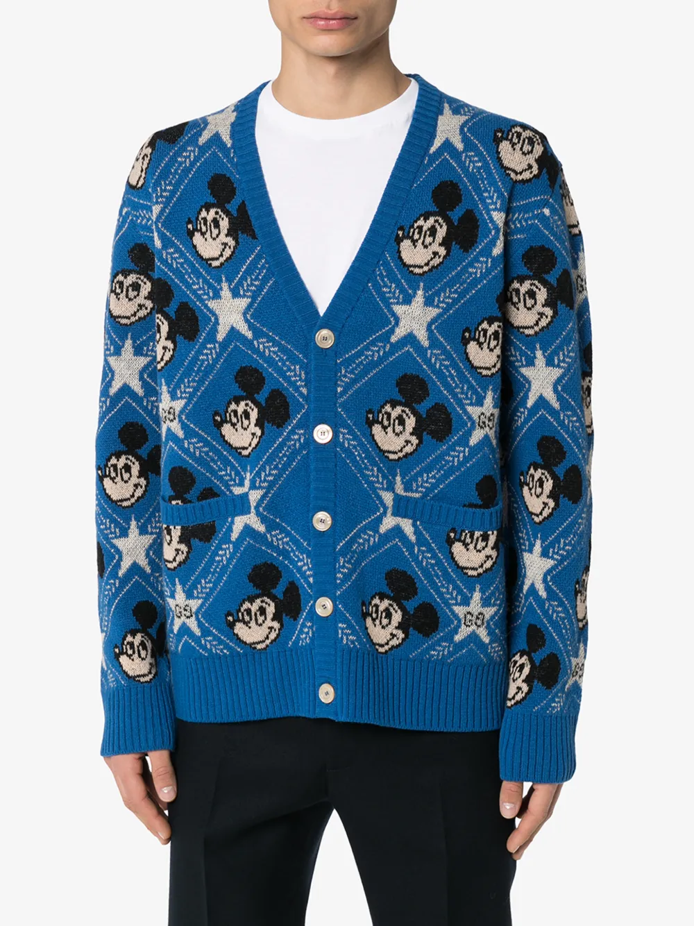 Gucci Disney Intarsia Wool And Alpaca-blend Cardigan In Blue | ModeSens