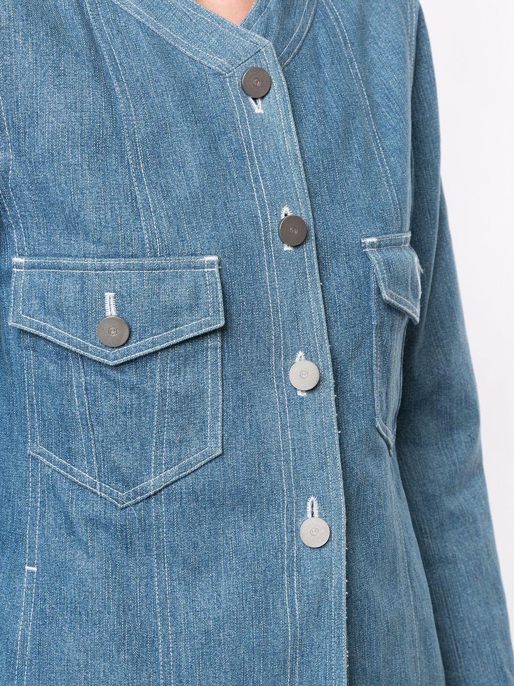 CHANEL Pre-Owned Denim Collarless Jacket - Farfetch