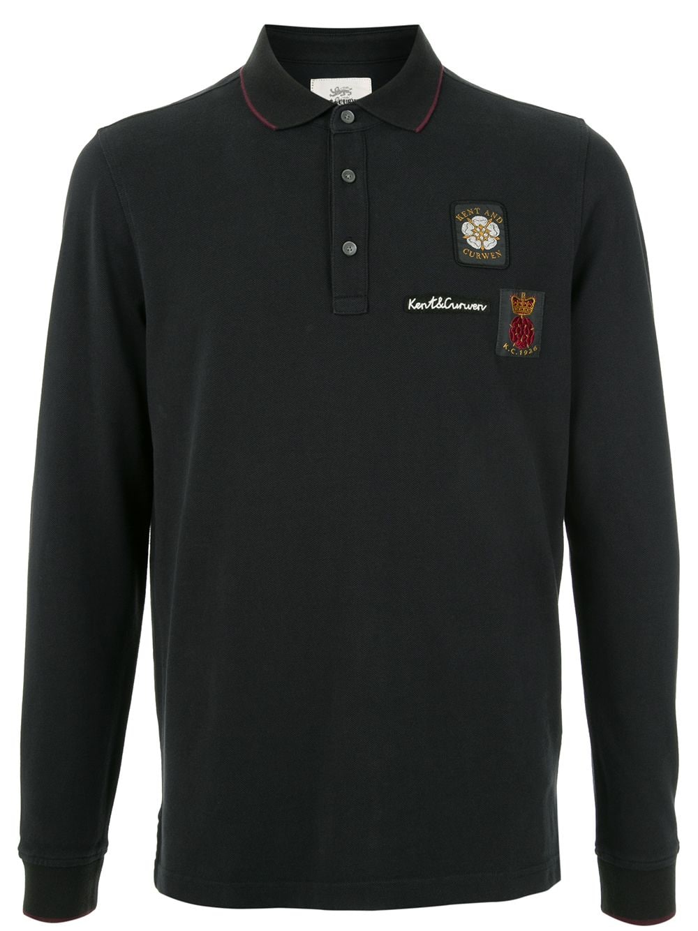 Kent & Curwen Patch Appliqué Polo Shirt In Black