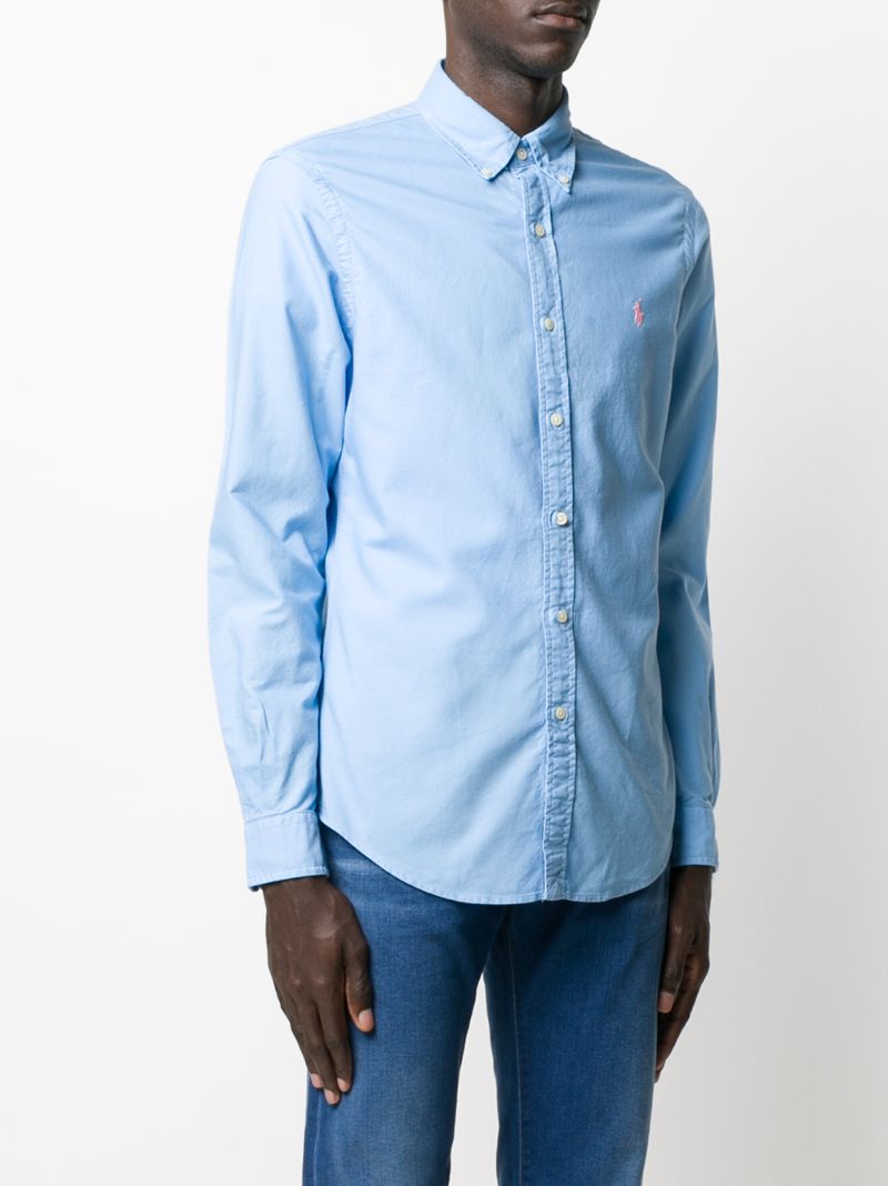 Shop Polo Ralph Lauren Button Down Cotton Shirt In Blue