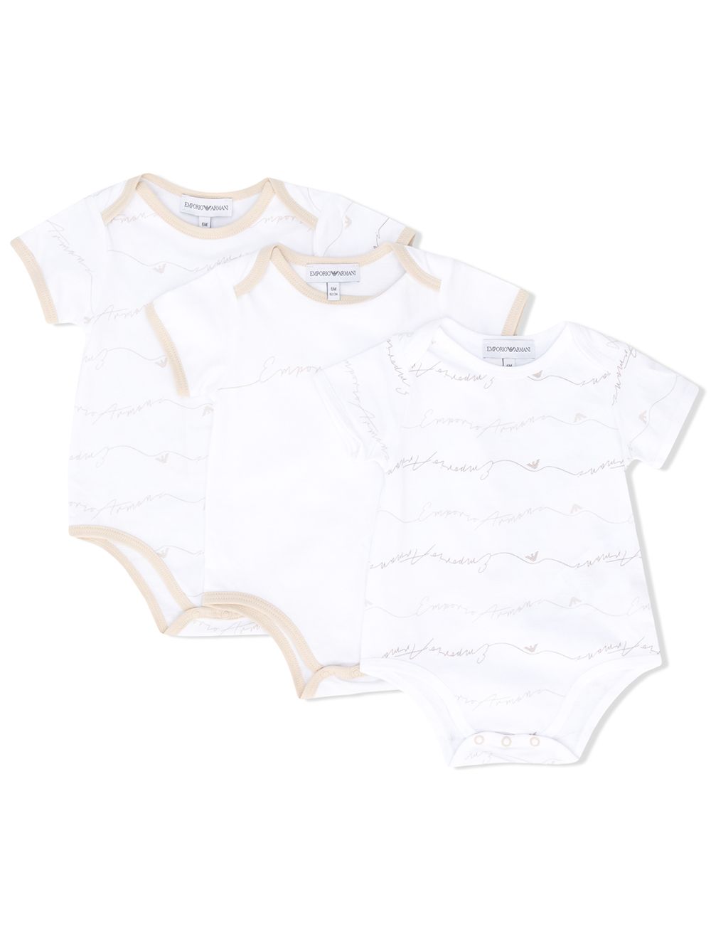 Shop Emporio Armani Short-sleeved Logo-print Bodies Set In White