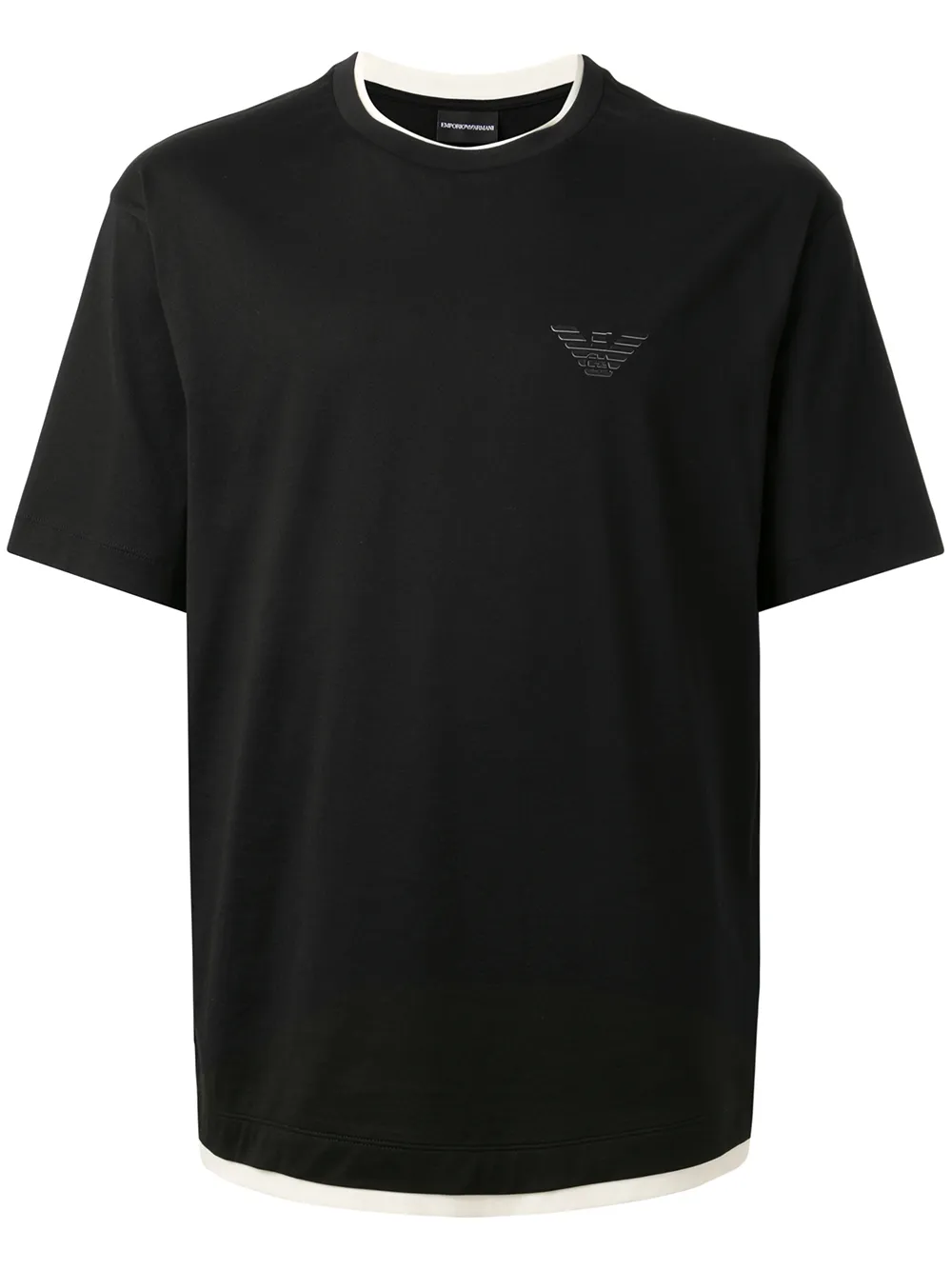 

Emporio Armani playera con cuello redondo y ribete en contraste - Negro