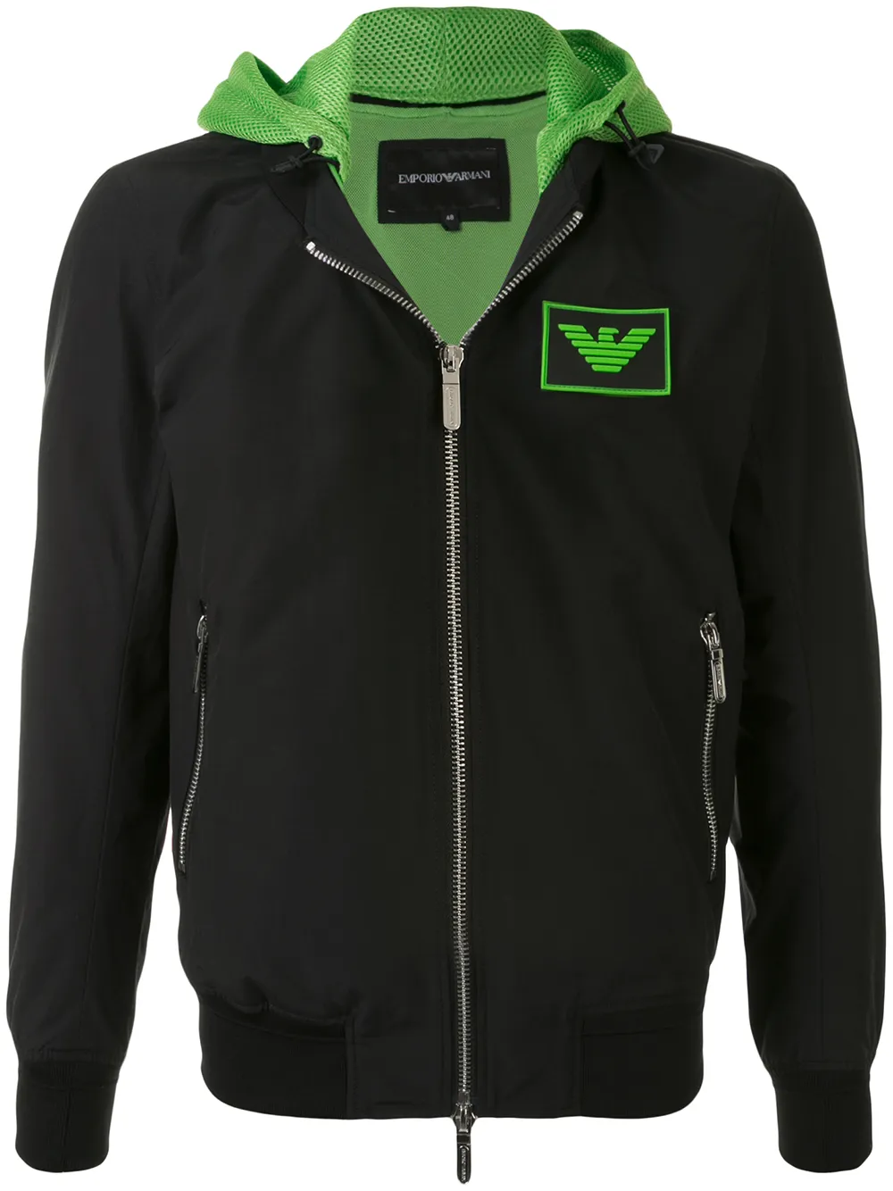 

Emporio Armani logo colour-block hoodie - Black