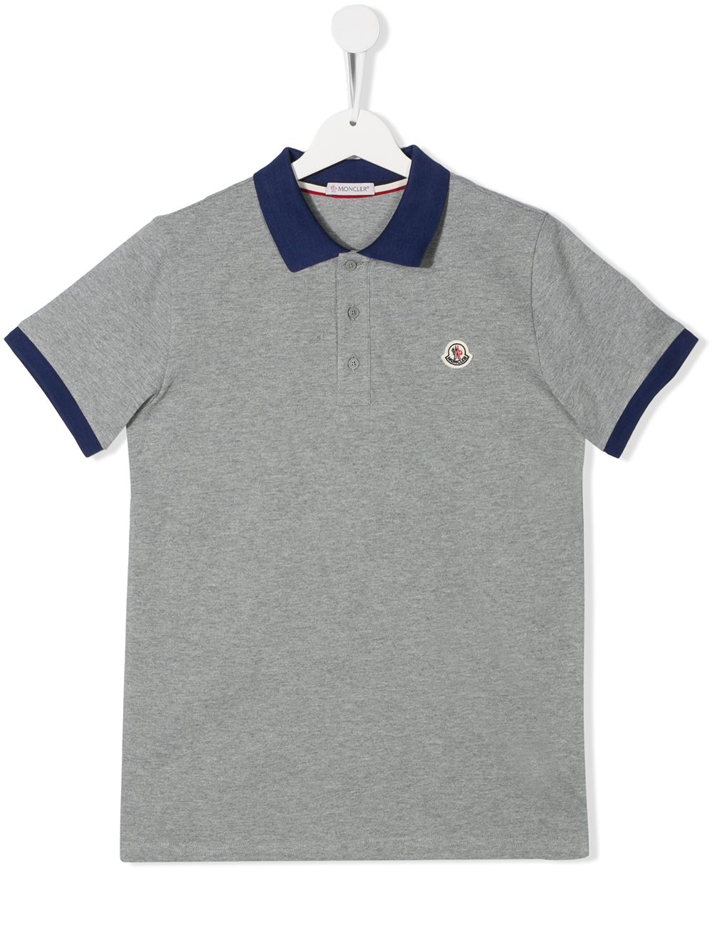 Moncler Teen Two-tone Long-sleeved Polo Shirt In Grey