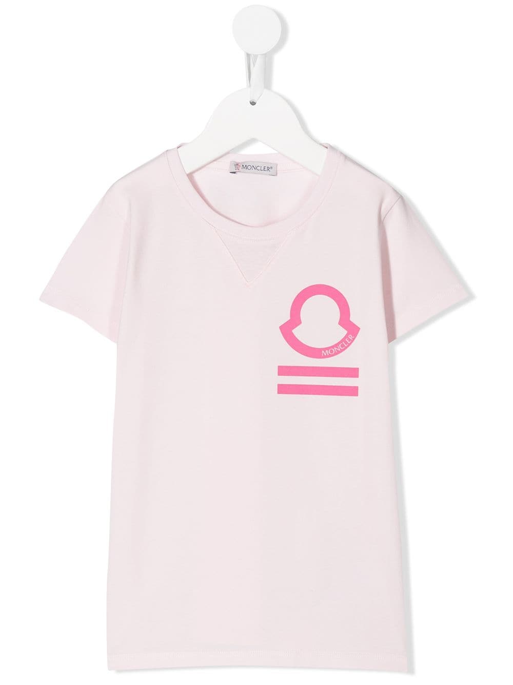 Moncler Kids' Logo-print Crew Neck T-shirt In Pink