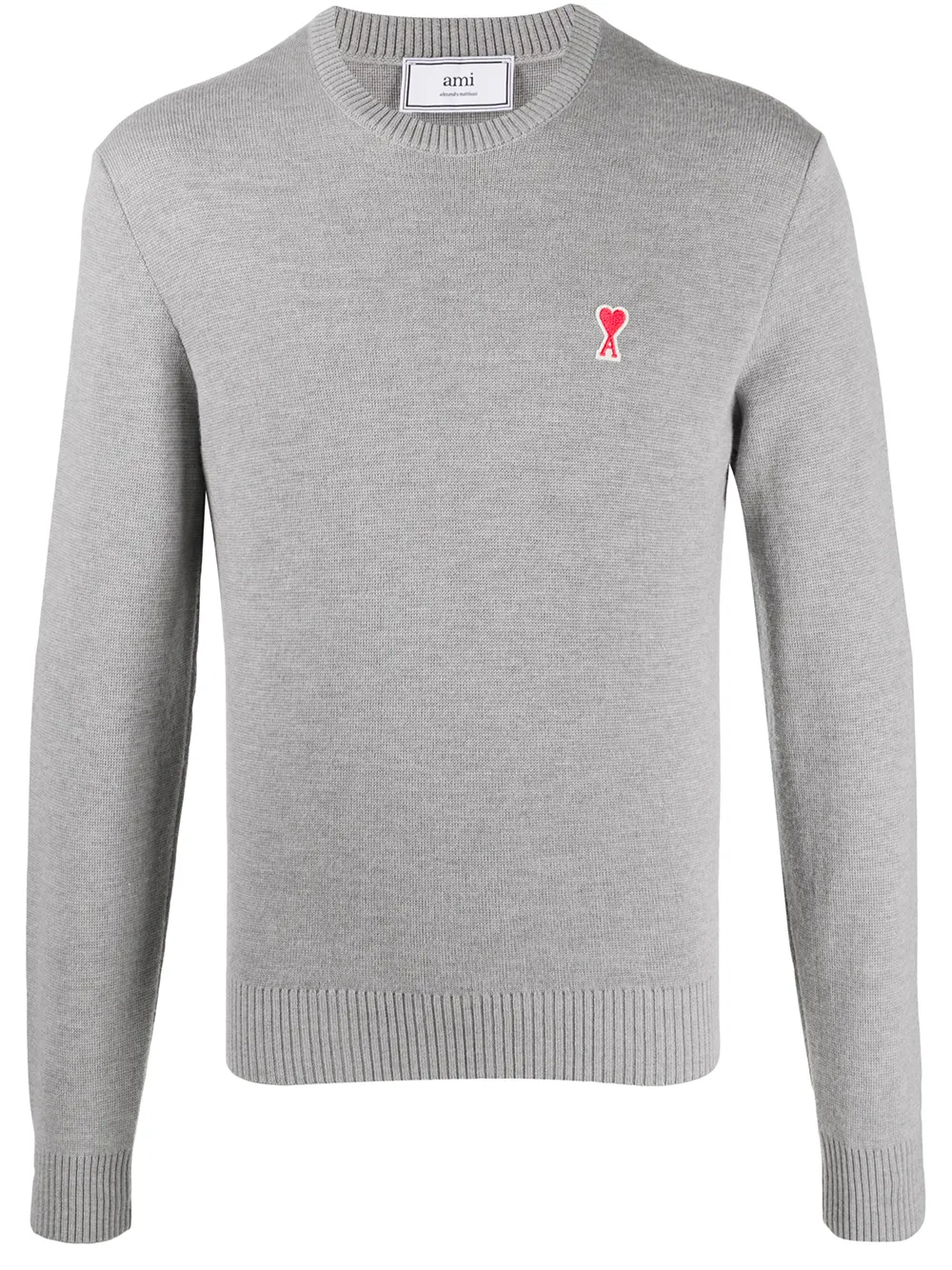 

AMI Paris crew neck embroidered logo jumper - Grey