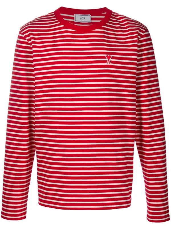 Ami Paris Ami De Coeur Striped T Shirt Farfetch