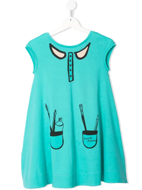 Emporio Armani Kids vestido acampanado con estampado gráfico